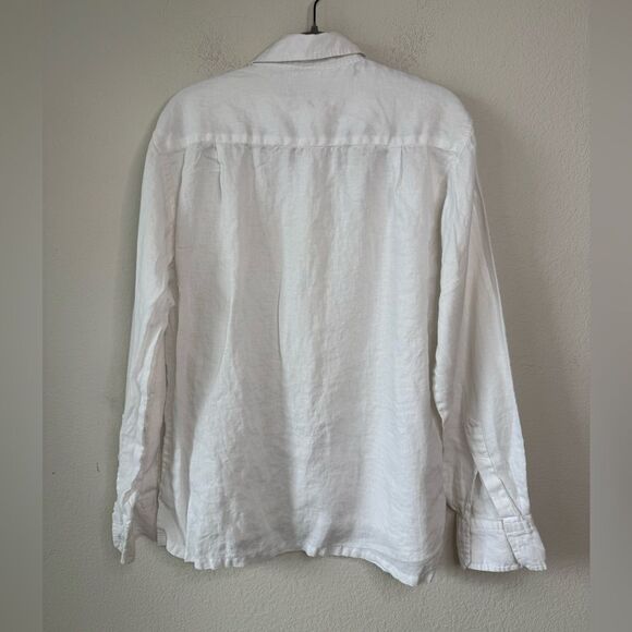 Island Importer Men’s Sz L 100% Linen Button Down Shirt Beach Textured Front - Picture 7 of 7